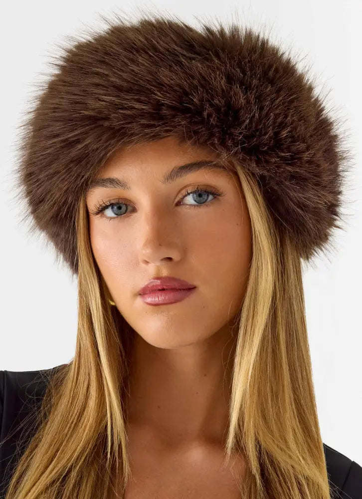 North Pole Faux Fur Headband - Chocolate - Chocolate / One Size - Hair Accessories