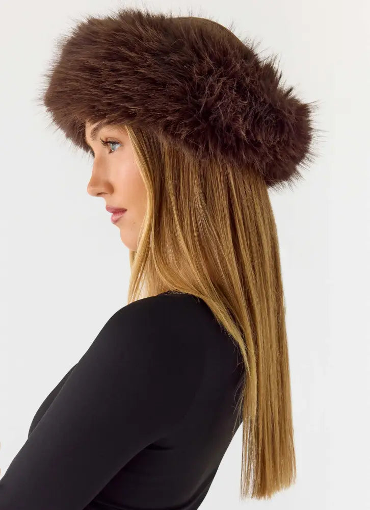 North Pole Faux Fur Headband - Chocolate - Chocolate / One Size - Hair Accessories